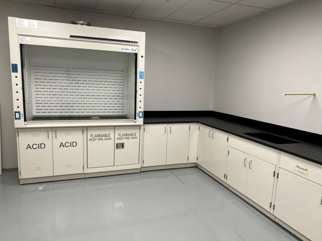 Fume hood and painted steel casework